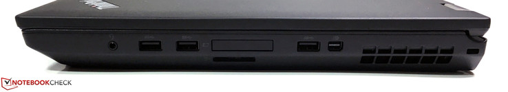 Rechts: Combo-Audio, 2x USB 3.0, ExpressCard (34 mm), Kartenleser, USB 3.0, Mini-DisplayPort 1.2