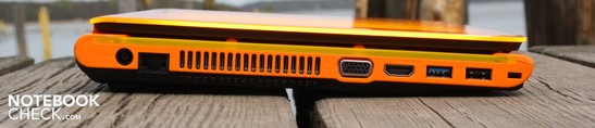 Linke Seite: AC, LAN, VGA, HDMI, 1 x USB 3.0, 1 x USB 2.0, Kensington Linke Seite: AC, LAN, VGA, HDMI, 1 x USB 3.0, 1 x USB 2.0, Kensington