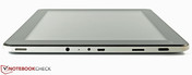 Rechte Seite: Lautsprecher, 3,5-mm-Klinkenbuchse, Mikrofon, Strom, Micro-USB, microSD, Powerknopf