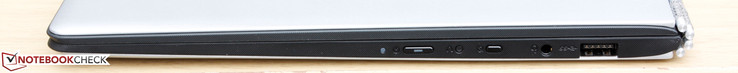 Rechts: Power-Button, Lenovo OneKey, Rotationssperre, 3,5-mm-Audio, USB 3.0