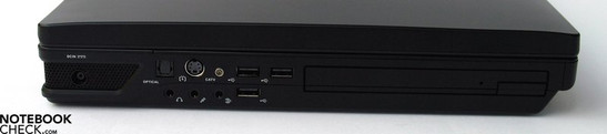 Linke Seite: Netzanschluss, TOSlink, S-Video, Antenne, 3.5mm Audio Ports, 3xUSB 2.0, Blu-Ray Laufwerk Linke Seite: Netzanschluss, TOSlink, S-Video, Antenne, 3.5mm Audio Ports, 3xUSB 2.0, Blu-Ray Laufwerk