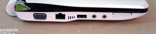 Linke Seite: VGA, LAN, USB, Audio Ports, Multi-Cardreader