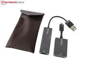 VGA und RJ-45 Gigabit-Lan gibt es nur per (mitgeliefertem) Adapter.