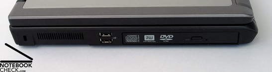 linke Seite: Kensington Lock, 2xUSB, DVD Laufwerk linke Seite: Kensington Lock, 2xUSB, DVD Laufwerk