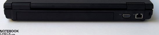 Rückseite: Akku, VGA-Out, LAN, Kensington Lock Rückseite: Akku, VGA-Out, LAN, Kensington Lock