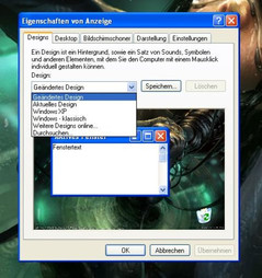 Windows XP bietet nur eine geringe Auswahl an Designs