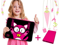 Digittrade: Kitty to Go LS140 Notebook-Sleeve und HipDisk HDD-Gehäuse in Pink