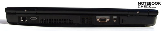 Rückseite: LAN, HDMI, 3xUSB-2.0, VGA, FireWire, Kensington Security Slot