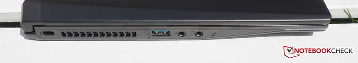 linke Seite: Kensington Lock, USB 3.0, Mikrofon, Kopfhörer