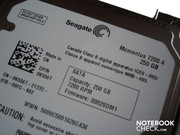 Die Festplatte stammt von Seagate und verfügt (in unserem Testgerät) über 250 GByte Fassungsvermögen