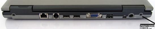 Rückseite: LAN, Modem, 3x USB, VGA, Firewire, Netzanschluss Rückseite: LAN, Modem, 3x USB, VGA, Firewire, Netzanschluss