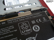Der Lithium-Ionen-Akku ist festgeschraubt. Der Lithium-Ionen-Akku ist festgeschraubt.