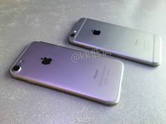 Links das angebliche iPhone 7, rechts hinten das bekannte iPhone 6s.