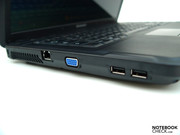 Spärlich kann man die Schnittstellenausstattung nennen. Mit 2xUSB Ports ganz vorne, VGA und LAN ziemlich in der Mitte...