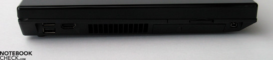 Linke Seite: 2x USB 2.0, HDMI Port, SD Cardreader, Firewire