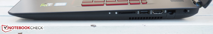 rechte Seite: Kartenleser, USB 3.0, HDMI, RJ45-LAN, Stromeingang