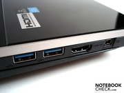Neben zwei USB 3.0-Ports enthält das Notebook sogar einen HDMI-Eingang.
