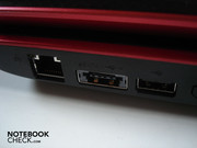 RJ-45 Gigabit-Lan, eine eSATA/USB 2.0-Combo und USB 2.0 eröffnen die linke Seite RJ-45 Gigabit-Lan, eine eSATA/USB 2.0-Combo und USB 2.0 eröffnen die linke Seite