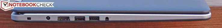 links: Kensington Lock, Strom, HDMI, 2x USB 3.0, 3,5-mm-Audio