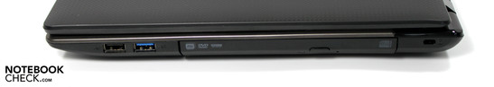 Rechte Seite: USB 2.0. USB 3.0, DVD-Laufwerk, Kensington Lock