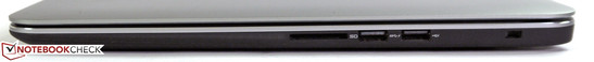 Rechts: Cardreader, USB 3.0, USB 2.0, Kensington-Lock