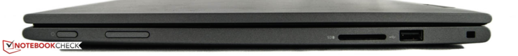 rechts: SD-Kartenlesegerät, 1x USB 3.0, Noble-Sicherheitsvorrichtung