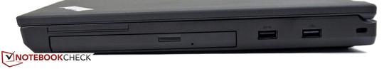 Rechts: Optisches Laufwerk, USB 3.0, USB 2.0, Kensington-Lock