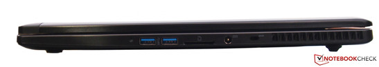 Rechts: USB 3.0, SD-Card, Strom, Kensington