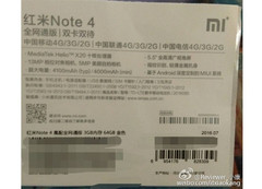 Die Verpackung eines angeblichen Xiaomi Redmi Note 4 verrät Details.