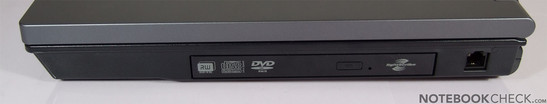 rechte Seite: DVD-Brenner, Modem