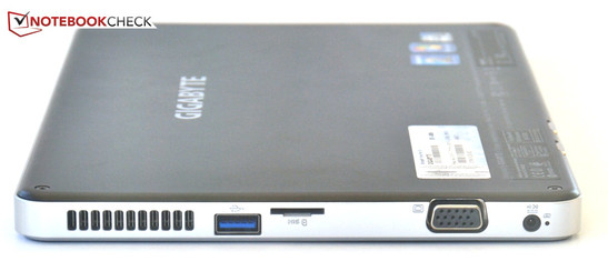Rechte Seite: USB 3.0, SIM-Karten-Slot, VGA, Stromanschluss
