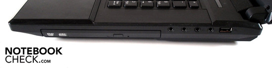 Rechte Seite: optisches Laufwerk, 4x Sound, USB-2.0