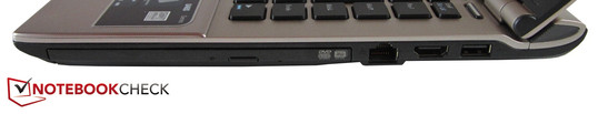 rechte Seite: optisches Laufwerk, RJ-45 Gigabit-Lan, HDMI, USB 2.0