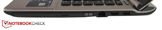 rechte Seite: optisches Laufwerk, RJ-45 Gigabit-Lan, HDMI, USB 2.0 rechte Seite: optisches Laufwerk, RJ-45 Gigabit-Lan, HDMI, USB 2.0