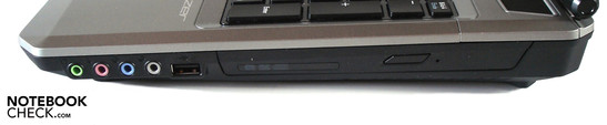 Rechte Seite: 4x Sound, USB 2.0, optisches Laufwerk