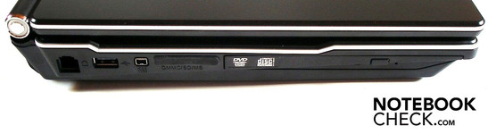 Linke Seite: Modem, USB 2.0, Firewire, 7-in-1-Kartenleser, DVD-Brenner Linke Seite: Modem, USB 2.0, Firewire, 7-in-1-Kartenleser, DVD-Brenner