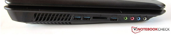 linke Seite: 2x USB 3.0, Cardreader, USB 3.0, 4x Sound linke Seite: 2x USB 3.0, Cardreader, USB 3.0, 4x Sound