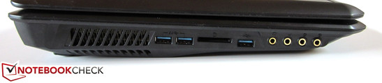 linke Seite: 2x USB 3.0, Cardreader, USB 3.0, 4x Sound