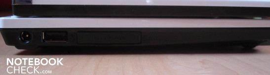 Linke Seite: DC-in, USB 2.0, Disk Expander