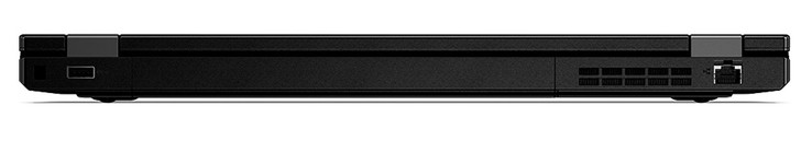 rückseite: USB 3.0, Akku, Lüftungsschlitze, Gigabit-Ethernet