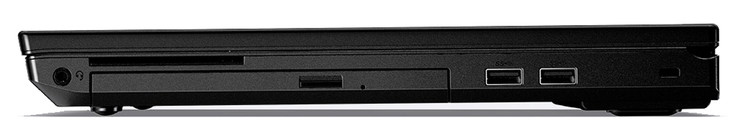 rechts: Audio, SmartCard-Reader, DVD-RW, 2x USB 3.0, Kensington-Lock-Buchse