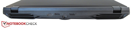 Rückseite: HDMI, 2x DisplayPort, Stromeingang