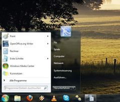 Das Startmenü von Windows 7 erbt die Suchleiste von Vista