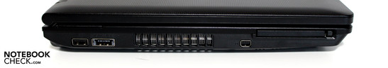 Linke Seite: USB, eSATA, Mini Displayport, ExpressCard