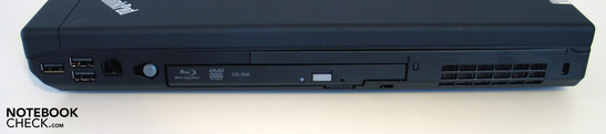 Rechte Seite: 3x USB 2.0, Modem, opt. Laufwerk, Kensington Lock Rechte Seite: 3x USB 2.0, Modem, opt. Laufwerk, Kensington Lock