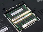 Hinsichtlich RAM kommen in unserem Testsample 4GB schnelle DDR3 Speicherriegel zum Einsatz. Hinsichtlich RAM kommen in unserem Testsample 4GB schnelle DDR3 Speicherriegel zum Einsatz.