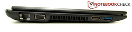 Linke Seite: LAN, VGA, Lüfter, HDMI, USB-3.0 Linke Seite: LAN, VGA, Lüfter, HDMI, USB-3.0