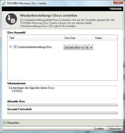 Recovery-DVDs für das vorinstallierte Windows Vista Business 32-Bit befinden sich nicht im Karton - diese muss man schon selber erstellen.