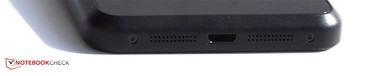 unten: Stereolautsprecher, micro-USB-Slot