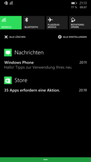 Das Benachrichtigunsscenter ist eine der Neuerungen in Windows Phone 8.1.